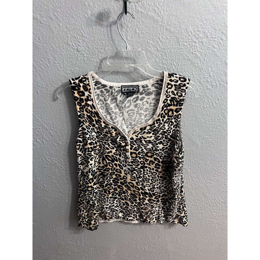 Women Animal Berek Size XL Pullover Sweater 1/4 Button